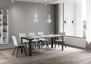 Consolle allungabile 90x40/300 cm Lineo Evolution Bianco Frassino telaio Antracite