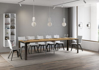 Consolle allungabile 90x40/300 cm Lineo Evolution Quercia Natura telaio Antracite