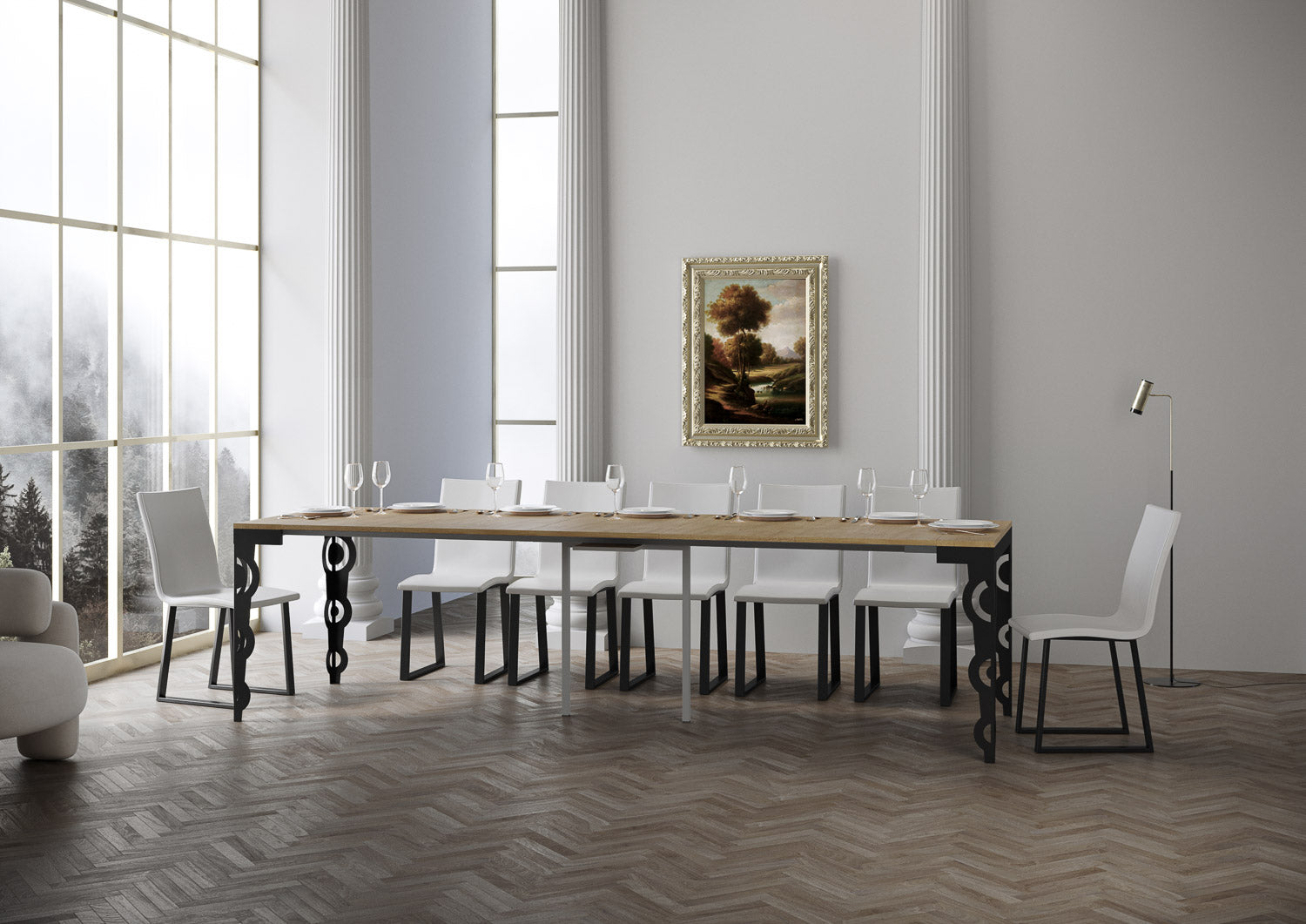 Consolle allungabile 90x40/300 cm Karayan Evolution Quercia Natura telaio Antracite