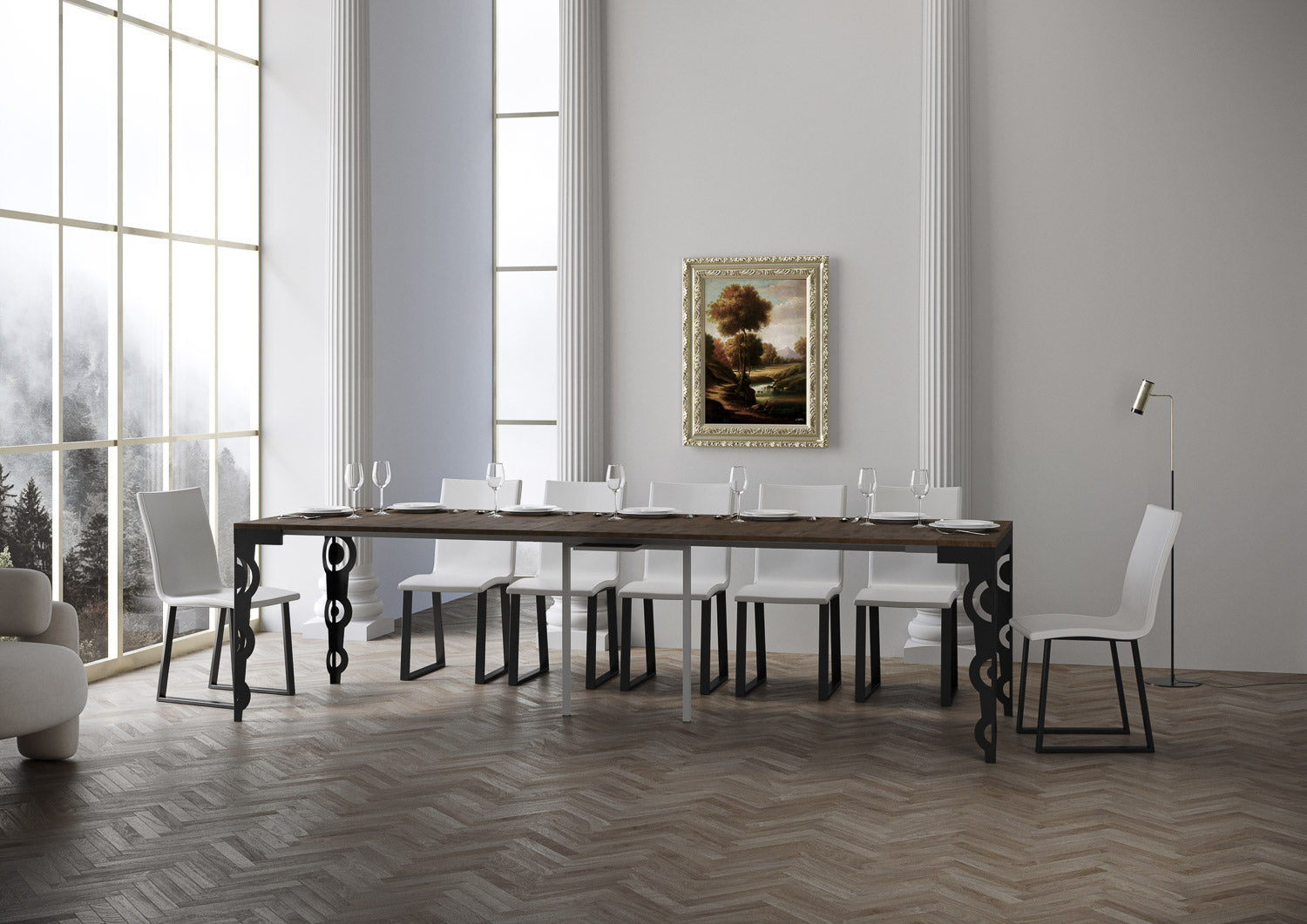 Consolle allungabile 90x40/300 cm Karayan Evolution Noce telaio Antracite