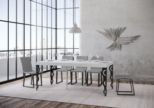 Consolle allungabile 90x40/196 cm Karamay Small Premium Bianco Frassino telaio Antracite