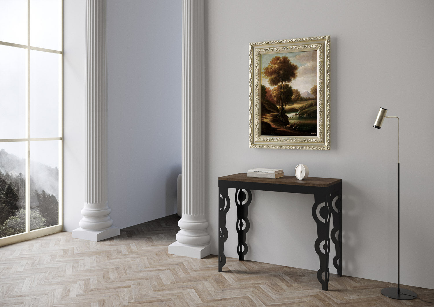 Consolle allungabile 90x40/196 cm Karayan Small Evolution Noce telaio Antracite