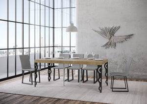 Consolle allungabile 90x40/196 cm Karamay Small Premium Quercia Natura telaio Antracite