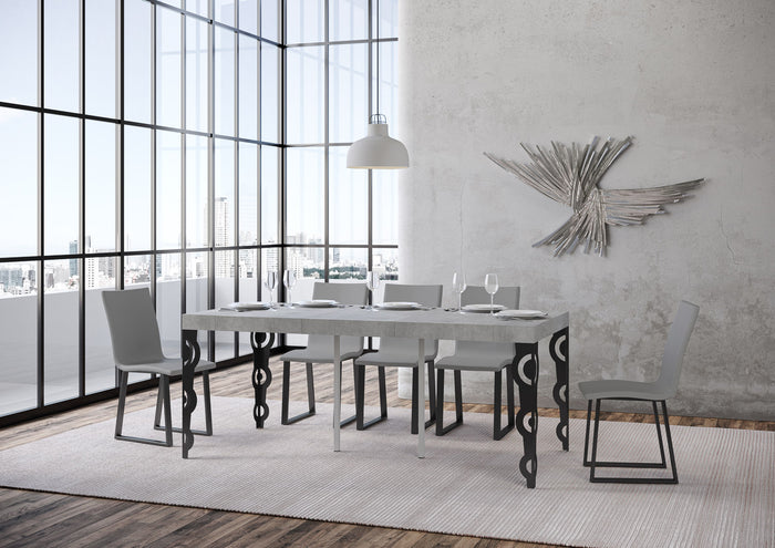 Consolle allungabile 90x40/300 cm Karayan Premium Cemento telaio Antracite