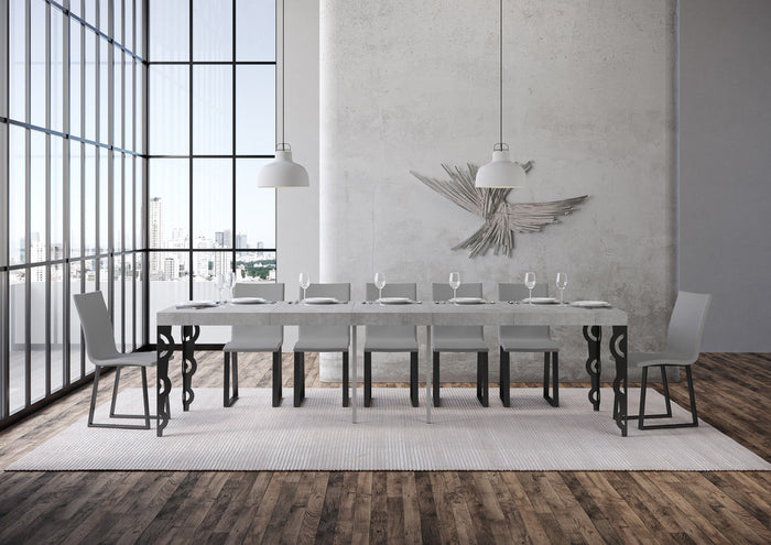 Consolle allungabile 90x40/300 cm Karayan Premium Cemento telaio Antracite