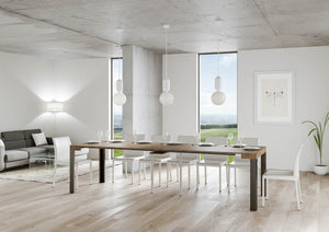 Consolle allungabile 90x40/300 cm Lineo Noce telaio Antracite