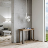 Consolle allungabile 90x40/300 cm Lineo Noce telaio Antracite