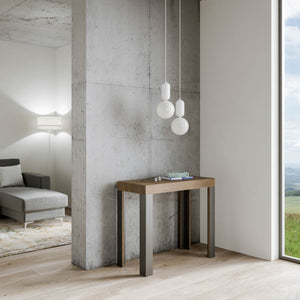 Consolle allungabile 90x40/196 cm Lineo Small Noce telaio Antracite