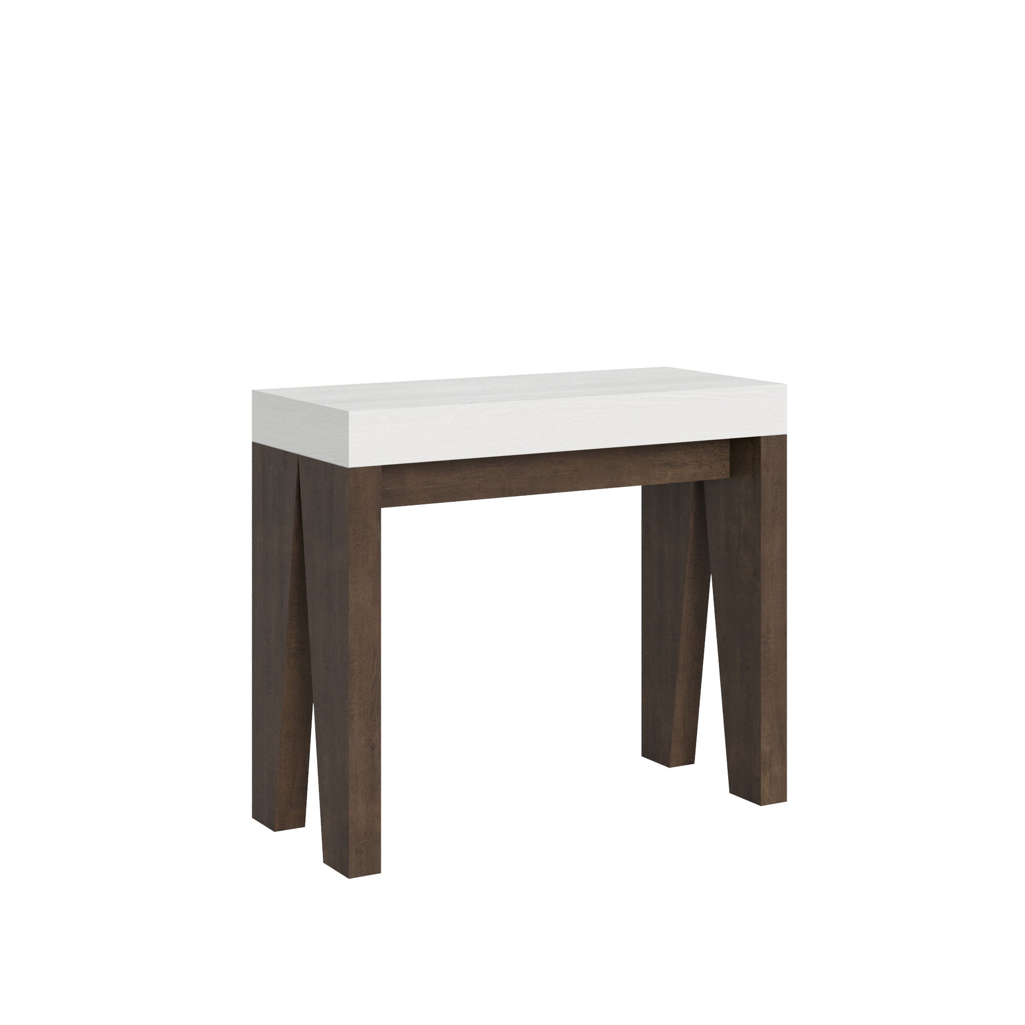 Consolle allungabile 90x40/196 cm Naxor Mix Small piano Bianco Frassino - struttura Noce