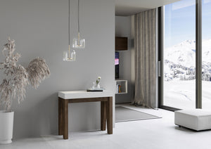 Consolle allungabile 90x40/300 cm Naxor Mix piano Bianco Frassino - struttura Noce