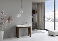 Consolle allungabile 90x40/196 cm Naxor Mix Small piano Bianco Frassino - struttura Noce