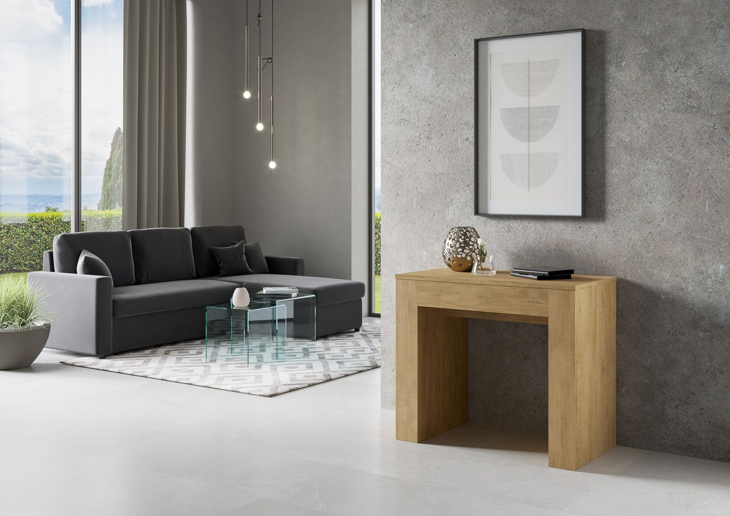 Consolle allungabile 90x49/307 cm Extra Quercia Natura