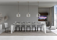 Consolle allungabile 90x40/300 cm Naxor Mix piano Cemento - struttura Bianco Frassino