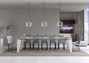 Consolle allungabile 90x40/300 cm Naxor Mix piano Cemento - struttura Bianco Frassino