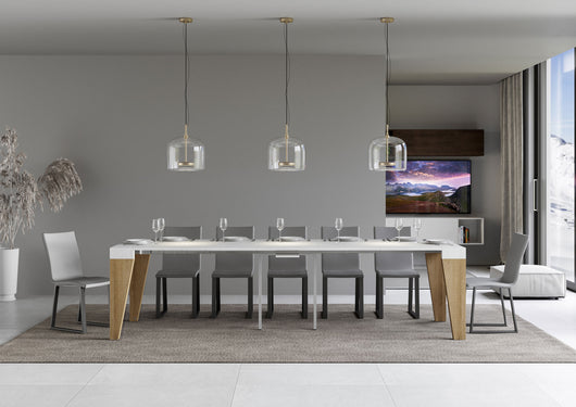 Consolle allungabile 90x40/300 cm Naxor Mix piano Bianco Frassino - struttura Quercia Natura