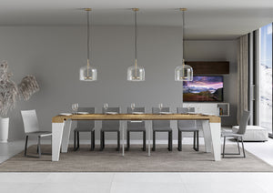 Consolle allungabile 90x40/300 cm Naxor Mix piano Quercia Natura - struttura Bianco Frassino