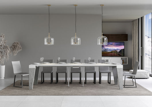 Consolle allungabile 90x40/300 cm Naxor Mix piano Bianco Frassino - struttura Cemento