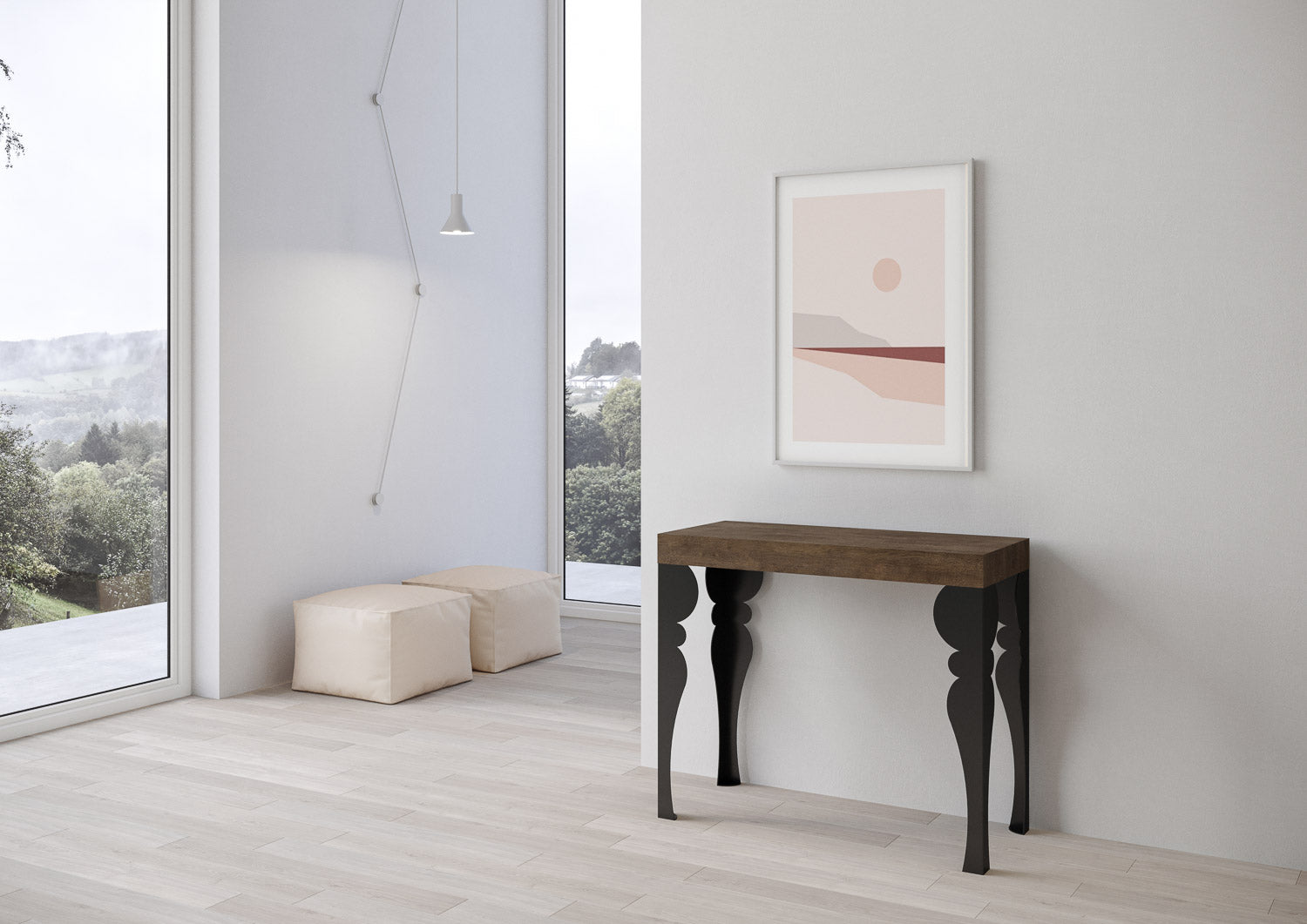 Consolle allungabile 90x40/300 cm Paxor Noce telaio Antracite