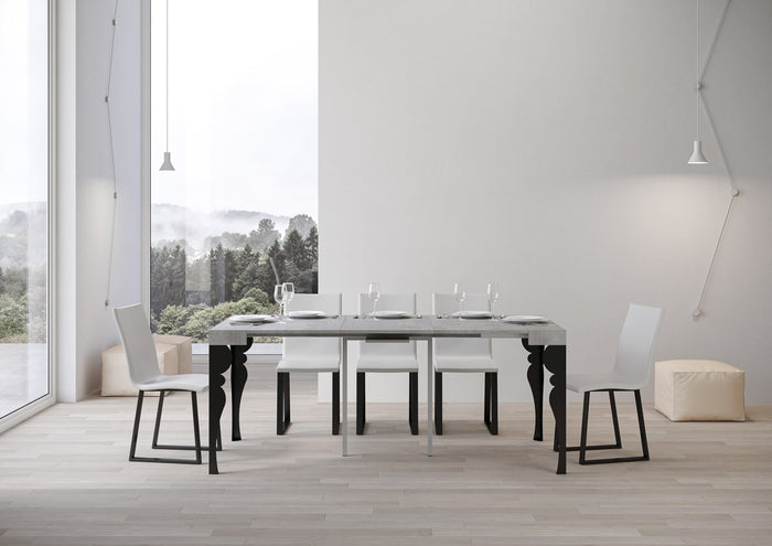 Consolle allungabile 90x40/196 cm Paxor Small Cemento telaio Antracite