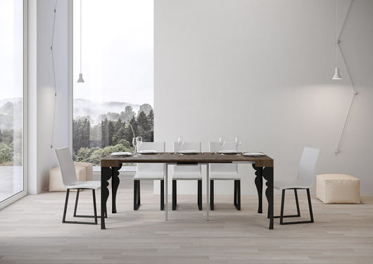 Consolle allungabile 90x40/196 cm Paxor Small Noce telaio Antracite