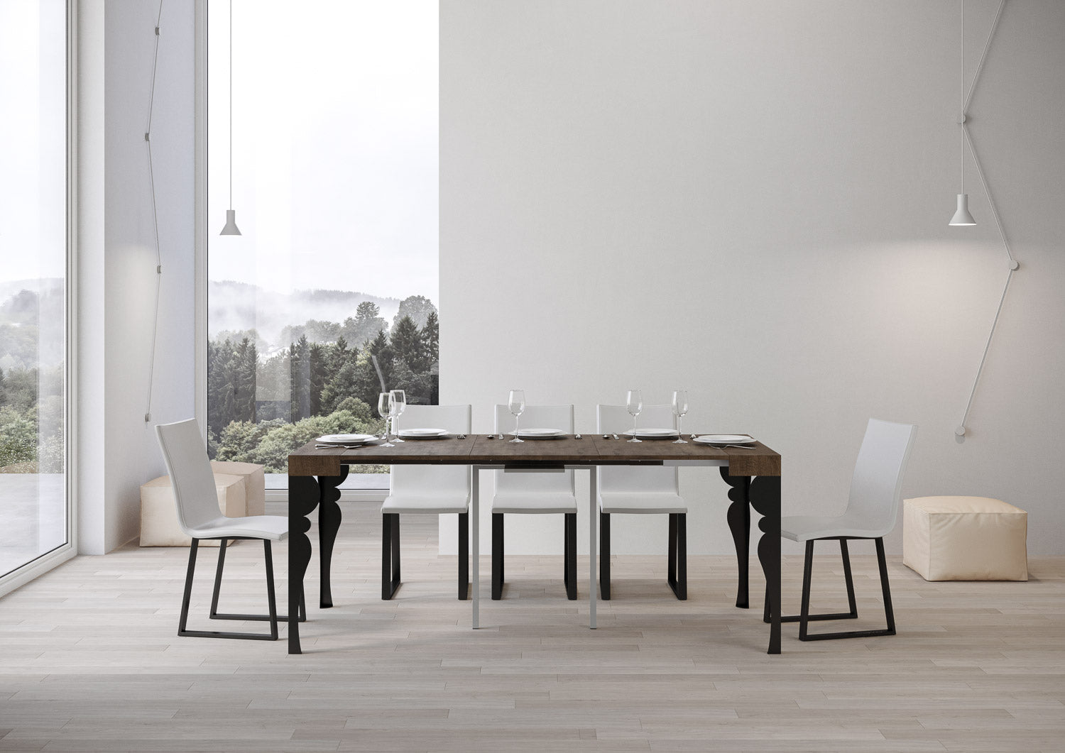 Consolle allungabile 90x40/196 cm Paxor Small Noce telaio Antracite