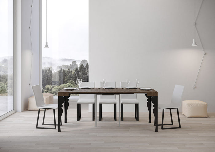 Consolle allungabile 90x40/300 cm Paxor Noce telaio Antracite