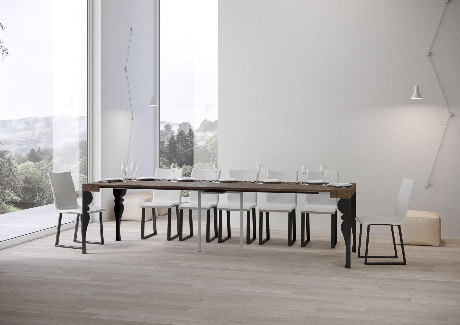 Consolle allungabile 90x40/300 cm Paxor Noce telaio Antracite