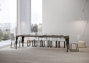 Consolle allungabile 90x40/300 cm Paxor Noce telaio Antracite