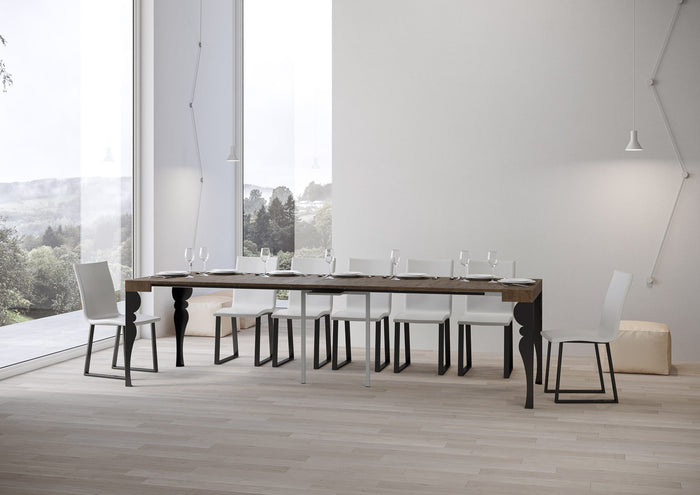 Consolle allungabile 90x40/300 cm Paxor Noce telaio Antracite