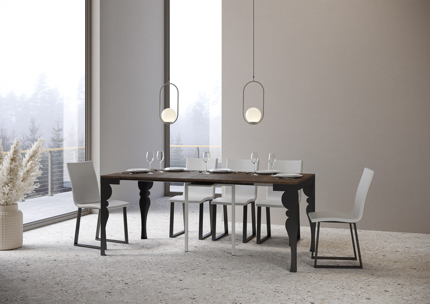 Consolle allungabile 90x40/300 cm Paxor Evolution Noce telaio Antracite