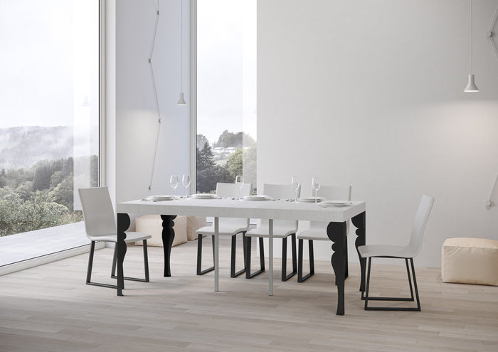 Consolle allungabile 90x40/196 cm Paxon Small Premium Bianco Frassino telaio Antracite