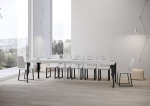 Consolle allungabile 90x40/300 cm Paxor Premium Bianco Frassino telaio Antracite