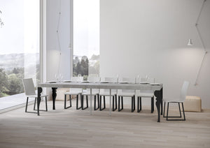 Consolle allungabile 90x40/300 cm Paxor Premium Cemento telaio Antracite