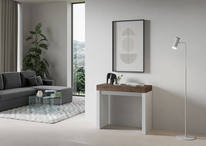 Consolle allungabile 90x40/196 cm Roxel Mix Small piano Noce - struttura Bianco Frassino