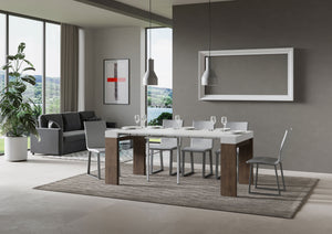 Consolle allungabile 90x40/196 cm Roxel Mix Small piano Bianco Frassino - struttura Noce