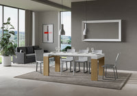 Consolle allungabile 90x40/196 cm Roxel Mix Small piano Bianco Frassino - struttura Quercia Natura