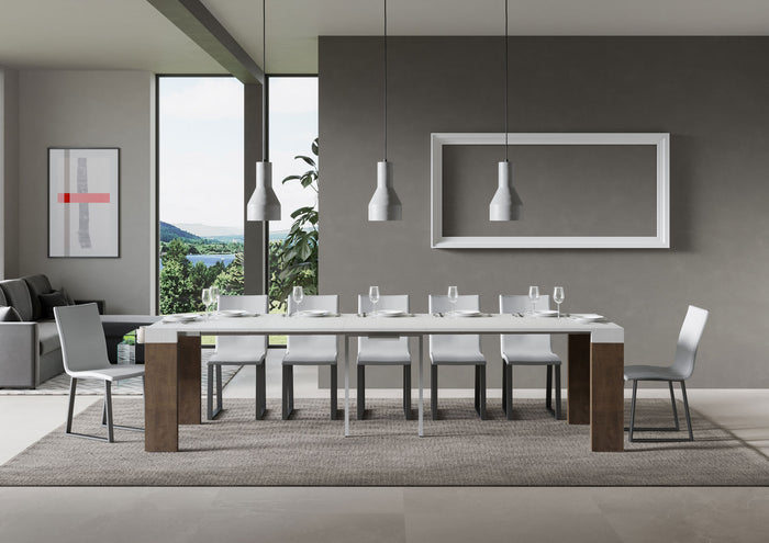 Consolle allungabile 90x40/300 cm Roxel Mix piano Bianco Frassino - struttura Noce