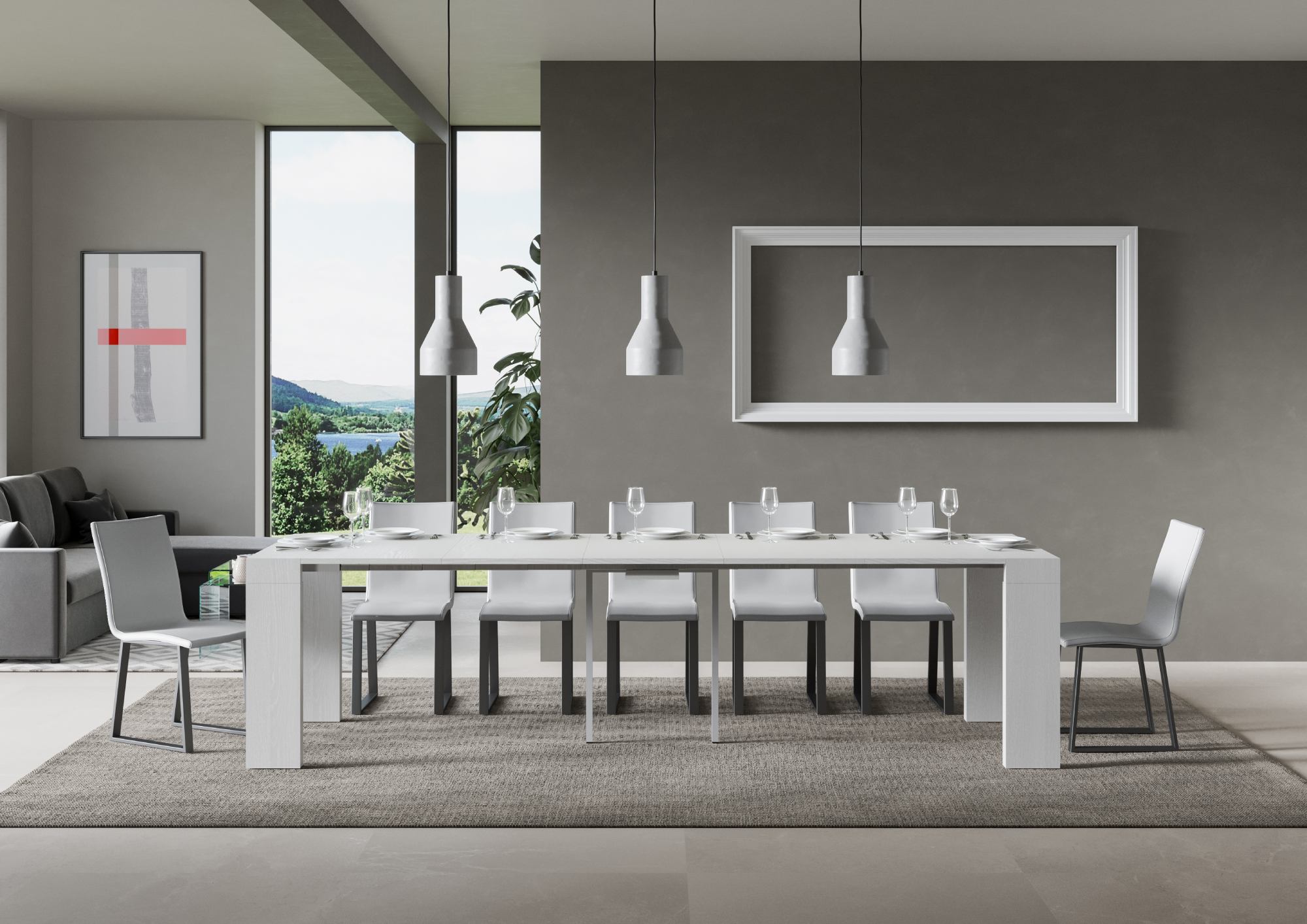 Consolle allungabile 90x40/300 cm Roxel Bianco Frassino