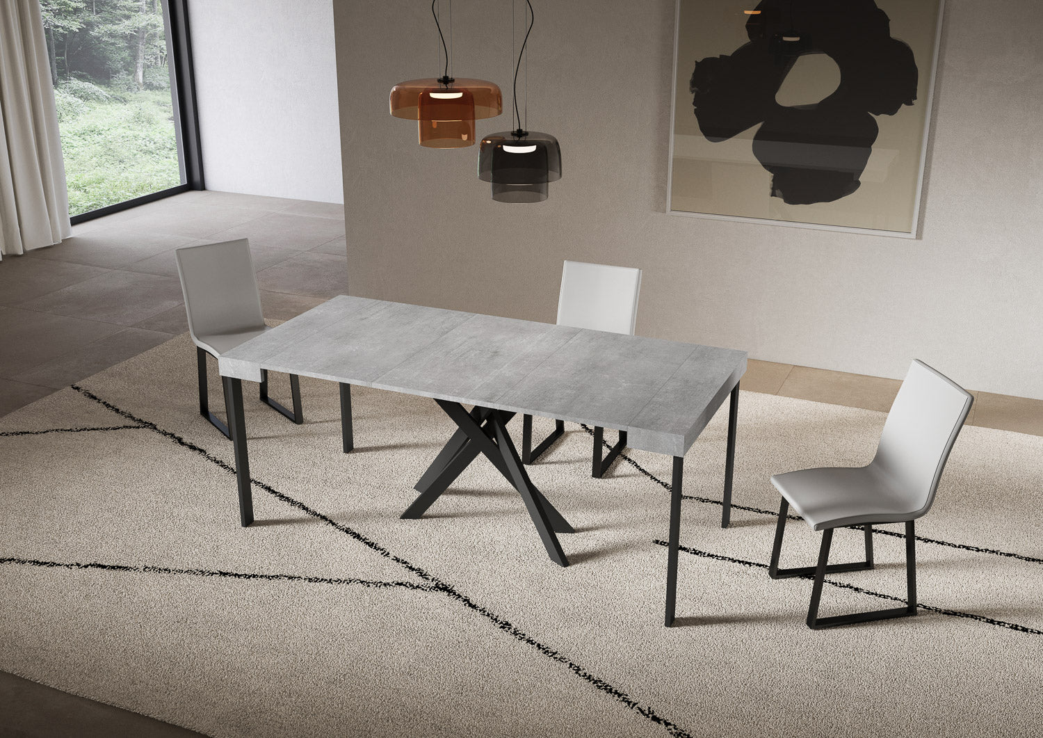 Consolle allungabile 90x40/196 cm Sakuro Small Cemento gambe antracite