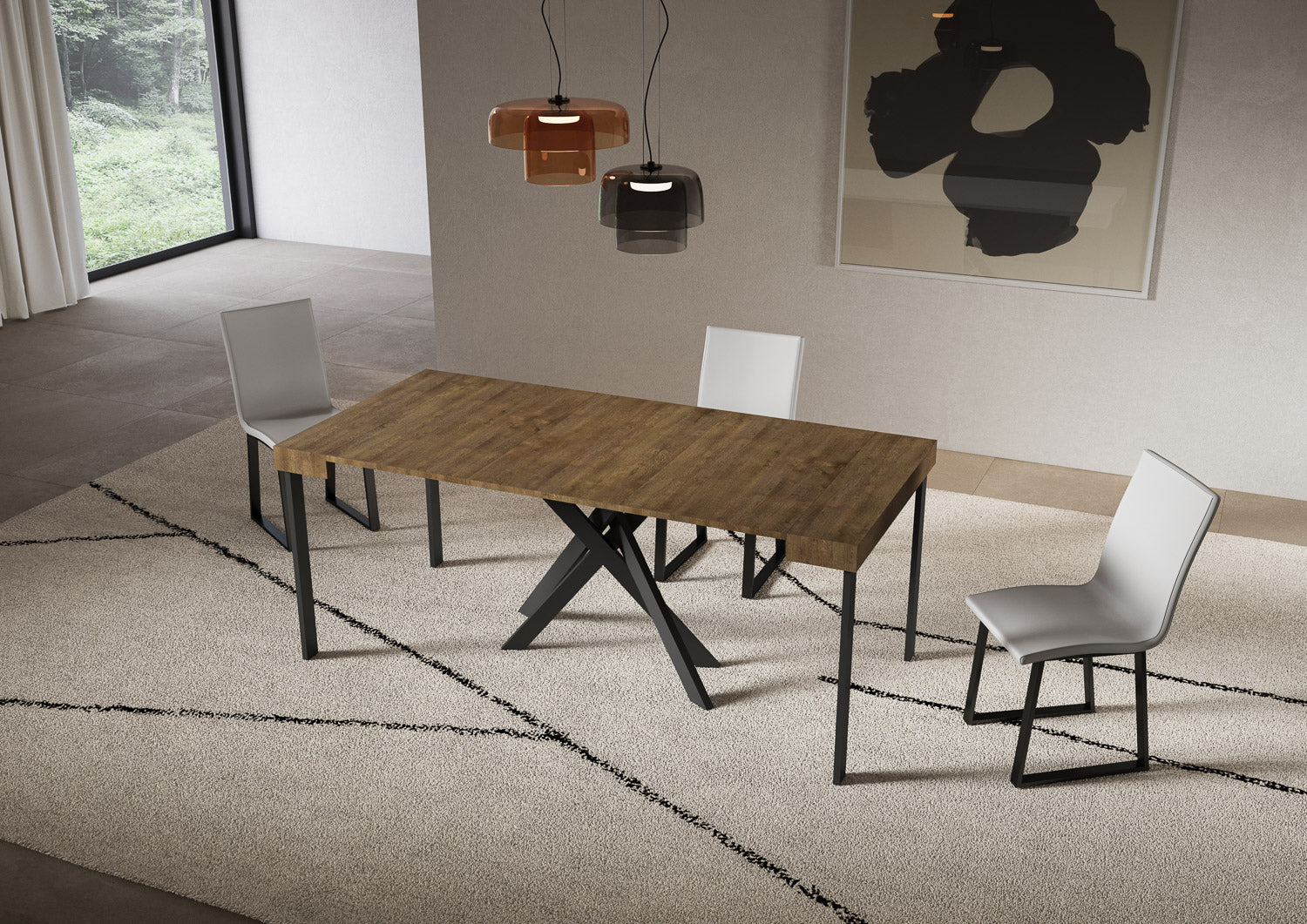 Consolle allungabile 90x40/196 cm Sakuro Small Noce gambe antracite