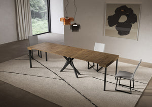 Consolle allungabile 90x40/300 cm Sakuro Noce gambe antracite