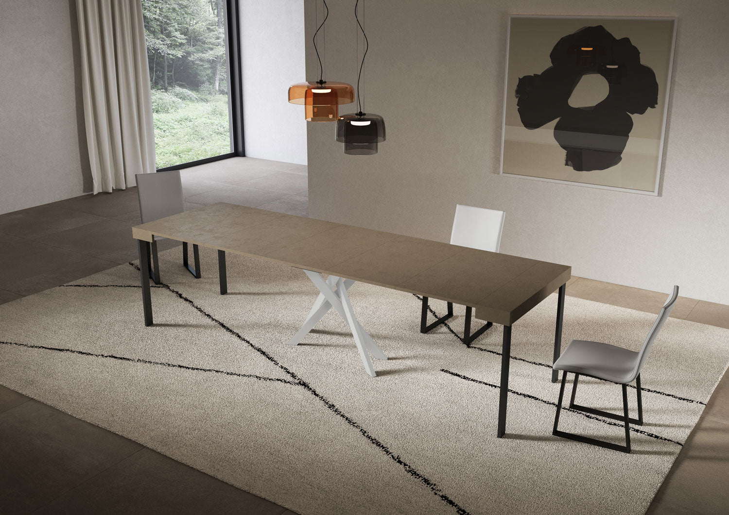 Consolle allungabile 90x40/300 cm Sakuro Tortora gambe bianche