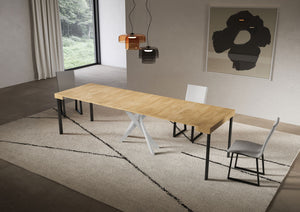 Consolle allungabile 90x40/300 cm Sakuro Quercia Natura gambe bianche