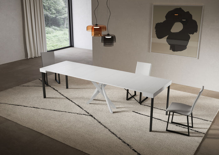 Consolle allungabile 90x40/300 cm Sakuro Bianco Frassino gambe bianche