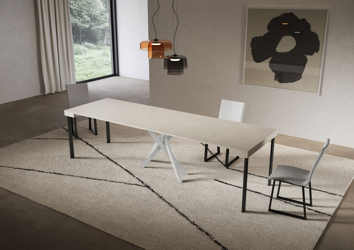 Consolle allungabile 90x40/300 cm Sakuro Cashmere gambe bianche