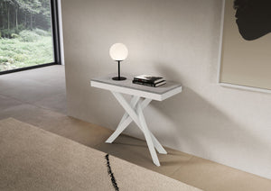 Consolle allungabile 90x40/300 cm Sakuro Evolution Cemento gambe bianche