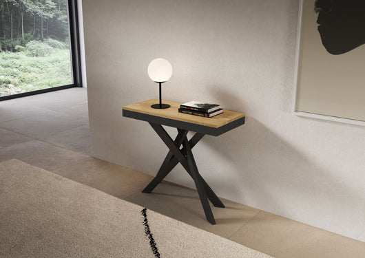 Consolle allungabile 90x40/300 cm Sakuro Evolution Quercia Natura gambe antracite