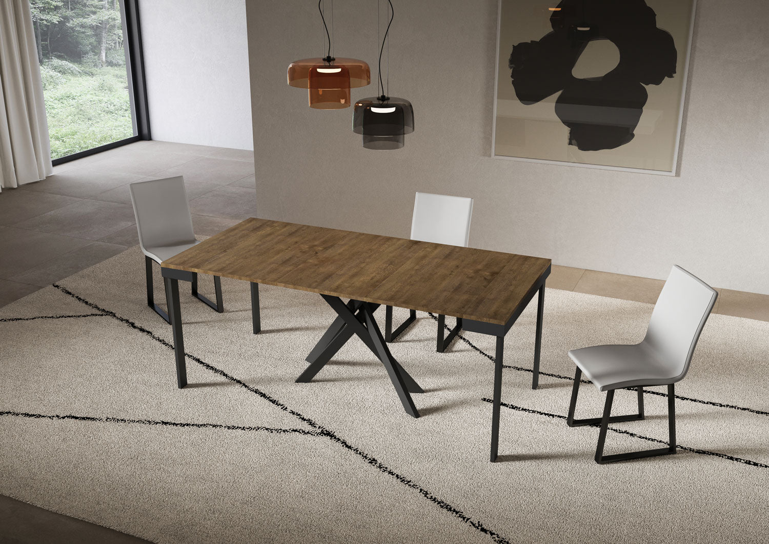 Consolle allungabile 90x40/196 cm Sakuro Small Evolution Noce gambe antracite