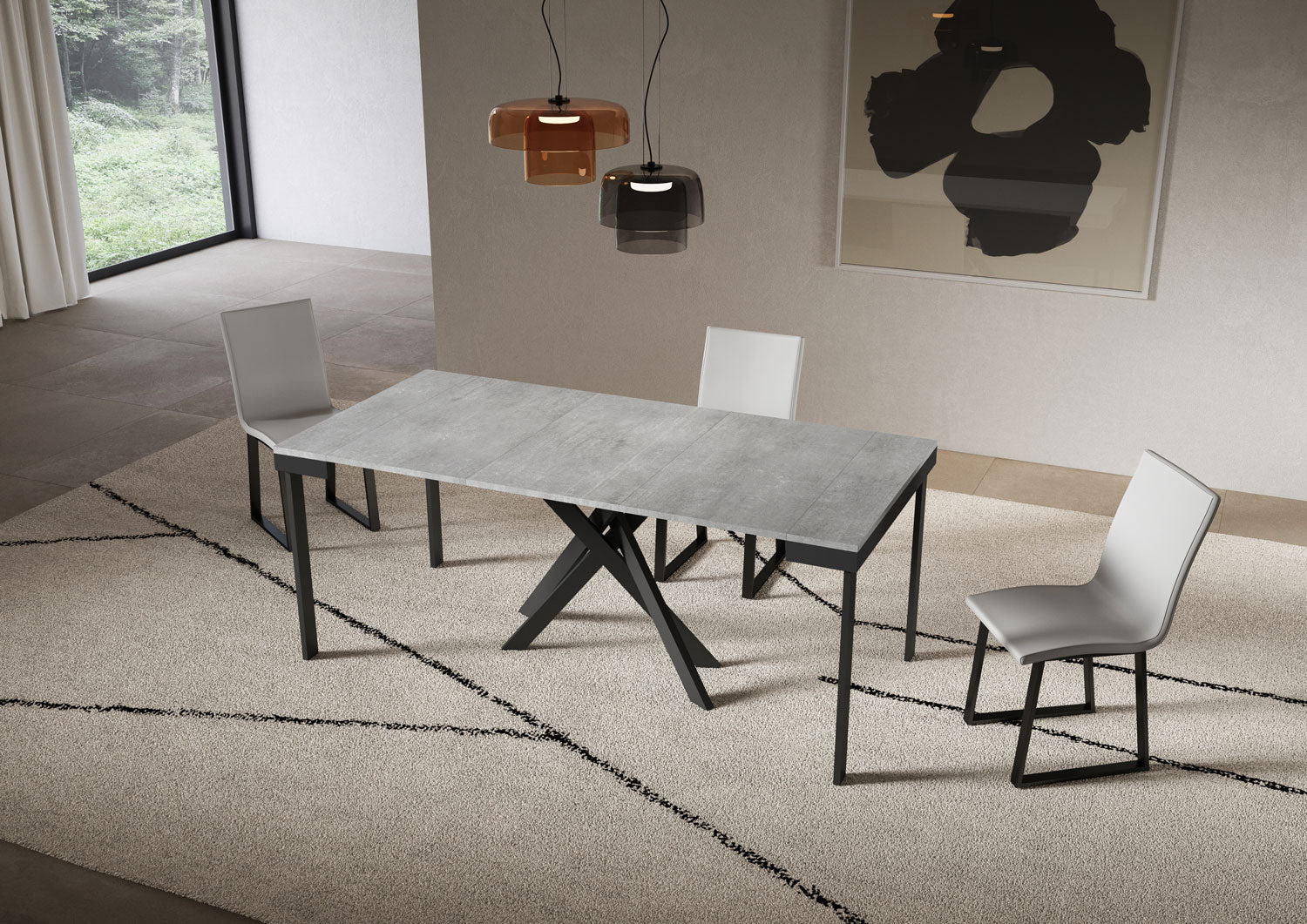 Consolle allungabile 90x40/196 cm Sakuro Small Evolution Cemento gambe antracite