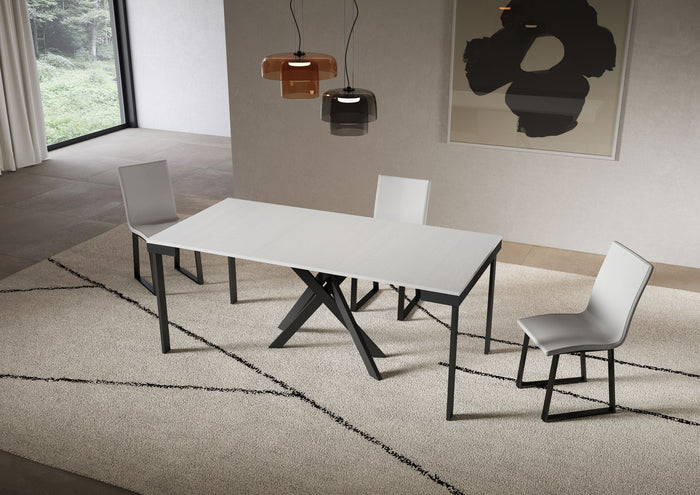 Consolle allungabile 90x40/300 cm Sakuro Evolution Bianco Frassino gambe antracite